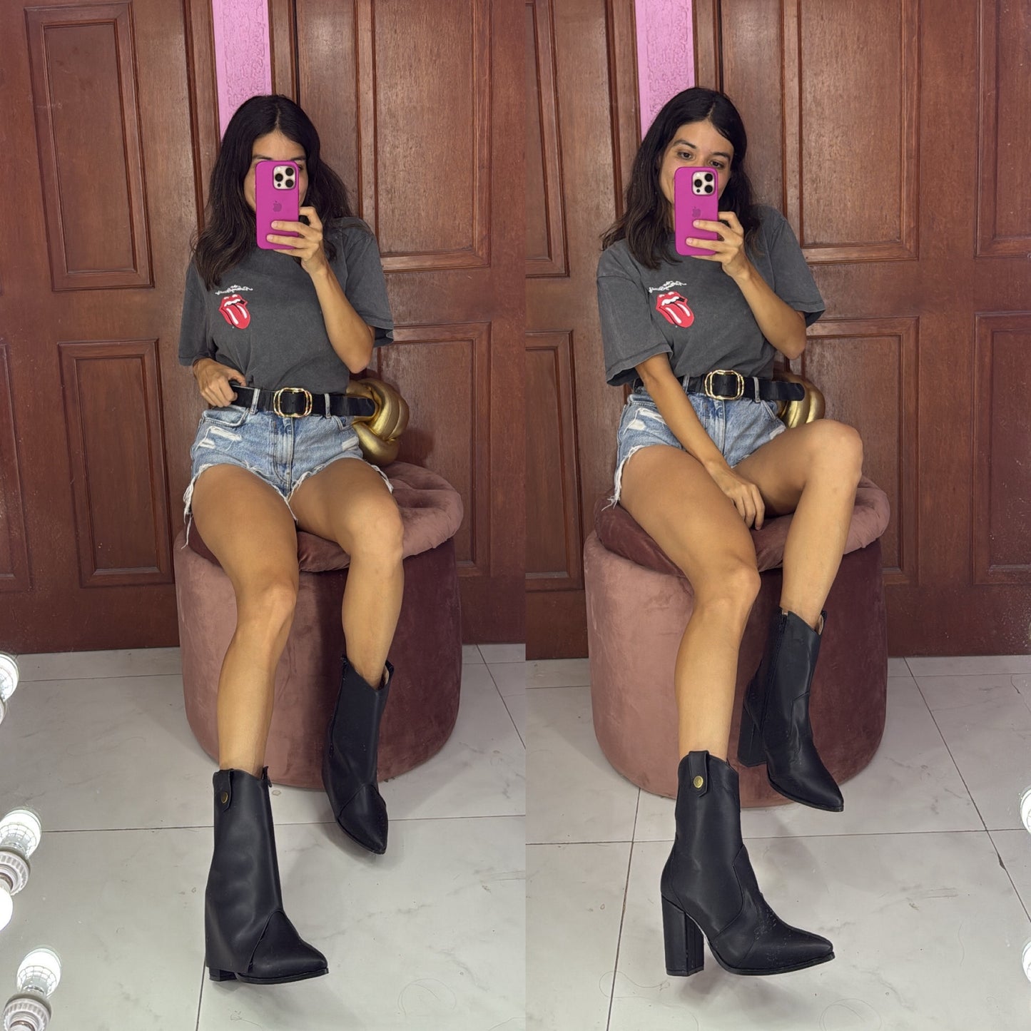 Bota vaquera negra