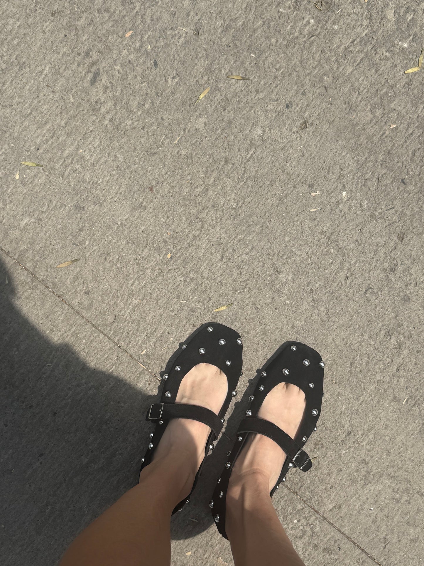 Flats negro estoperoles (piel)
