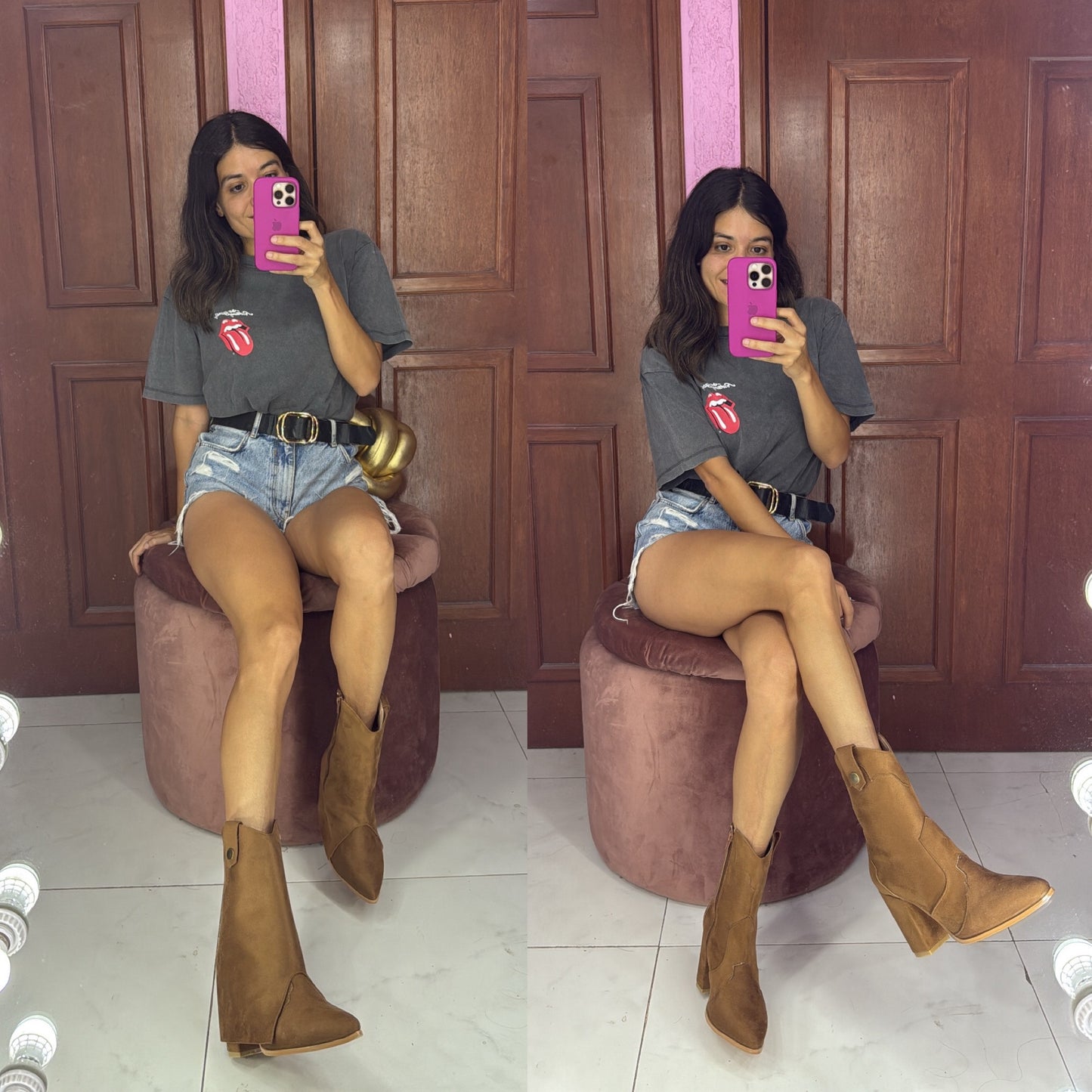 Bota vaquera camel