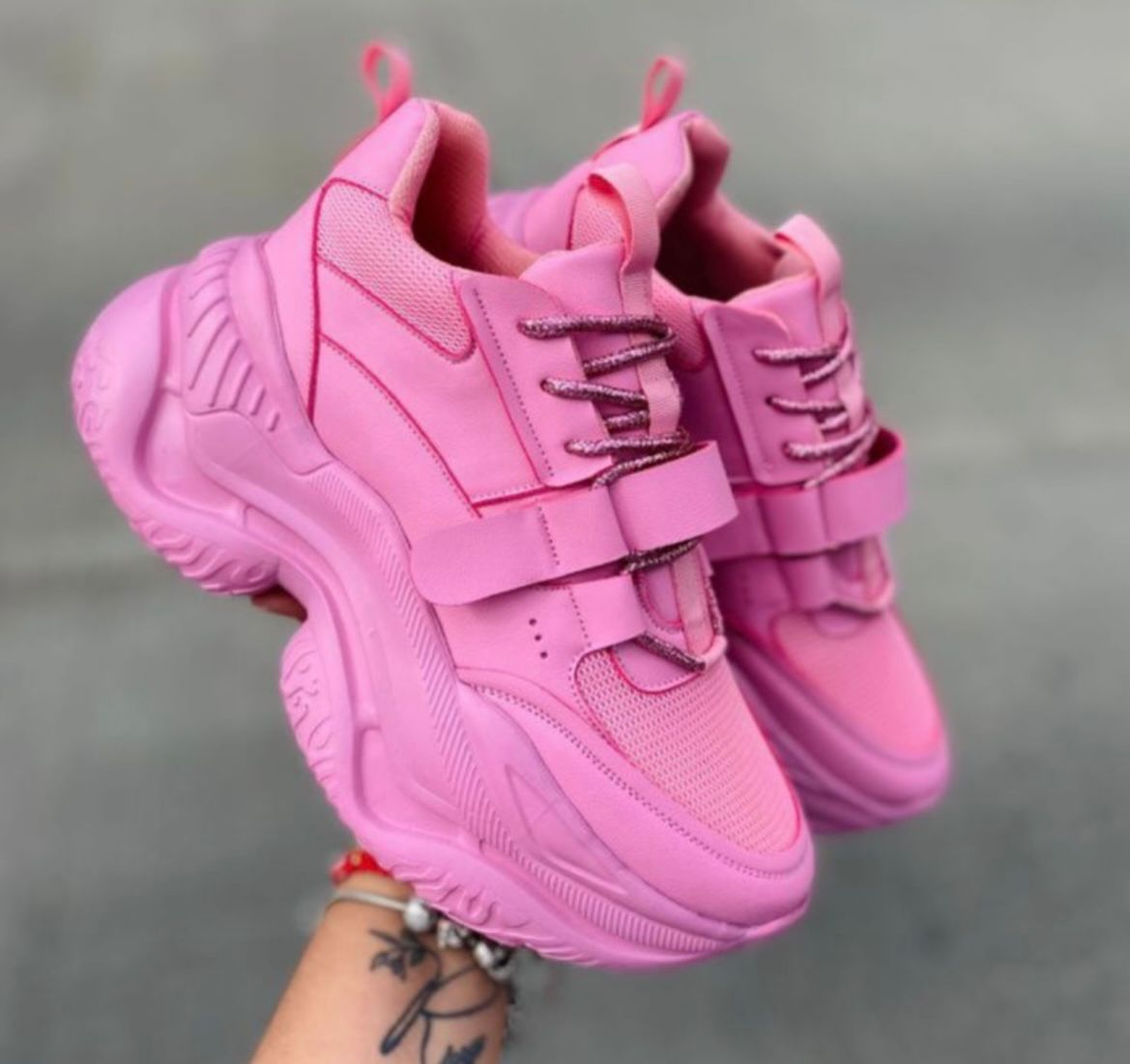 Tenis Chunky Rosas Rosa 23