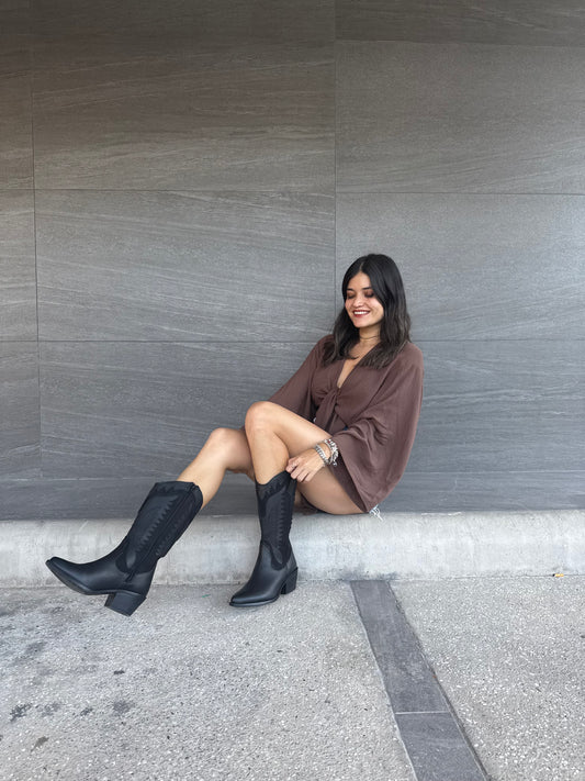 Bota vaquera negra