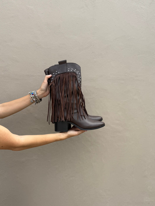 Bota vaquera estoperoles piel